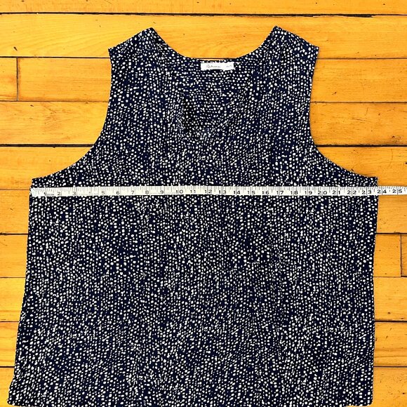 Reitman's Navy & White Self Tie Sleeveless Blouse, Size XXL - Picture 8 of 10